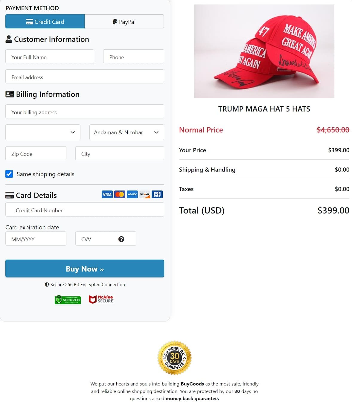 official maga hat order page